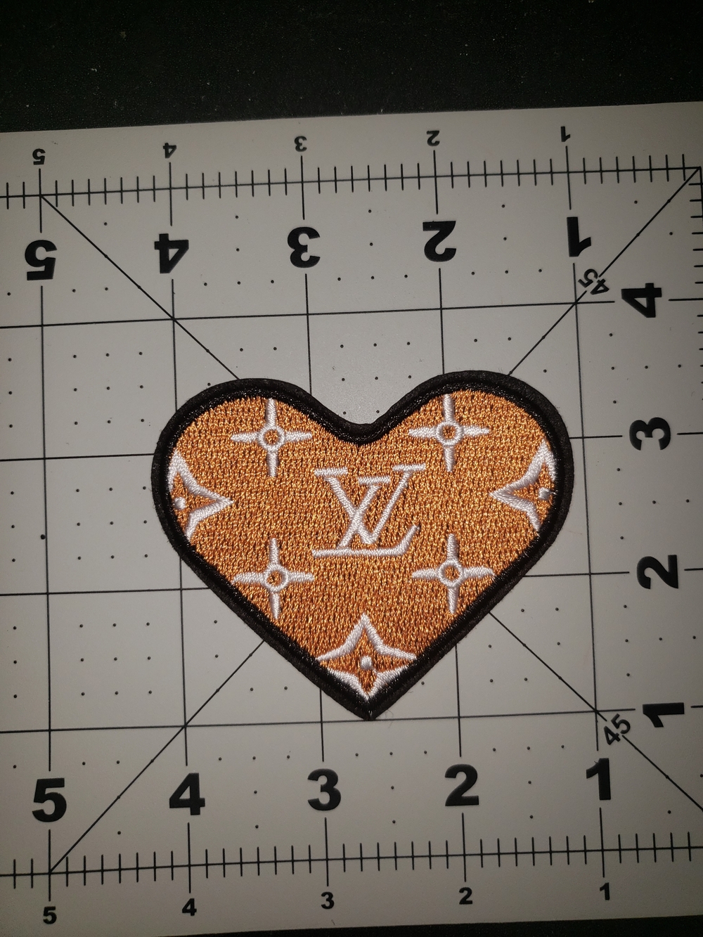 Louis Vuitton Orange and Black Heart Monogram Patch